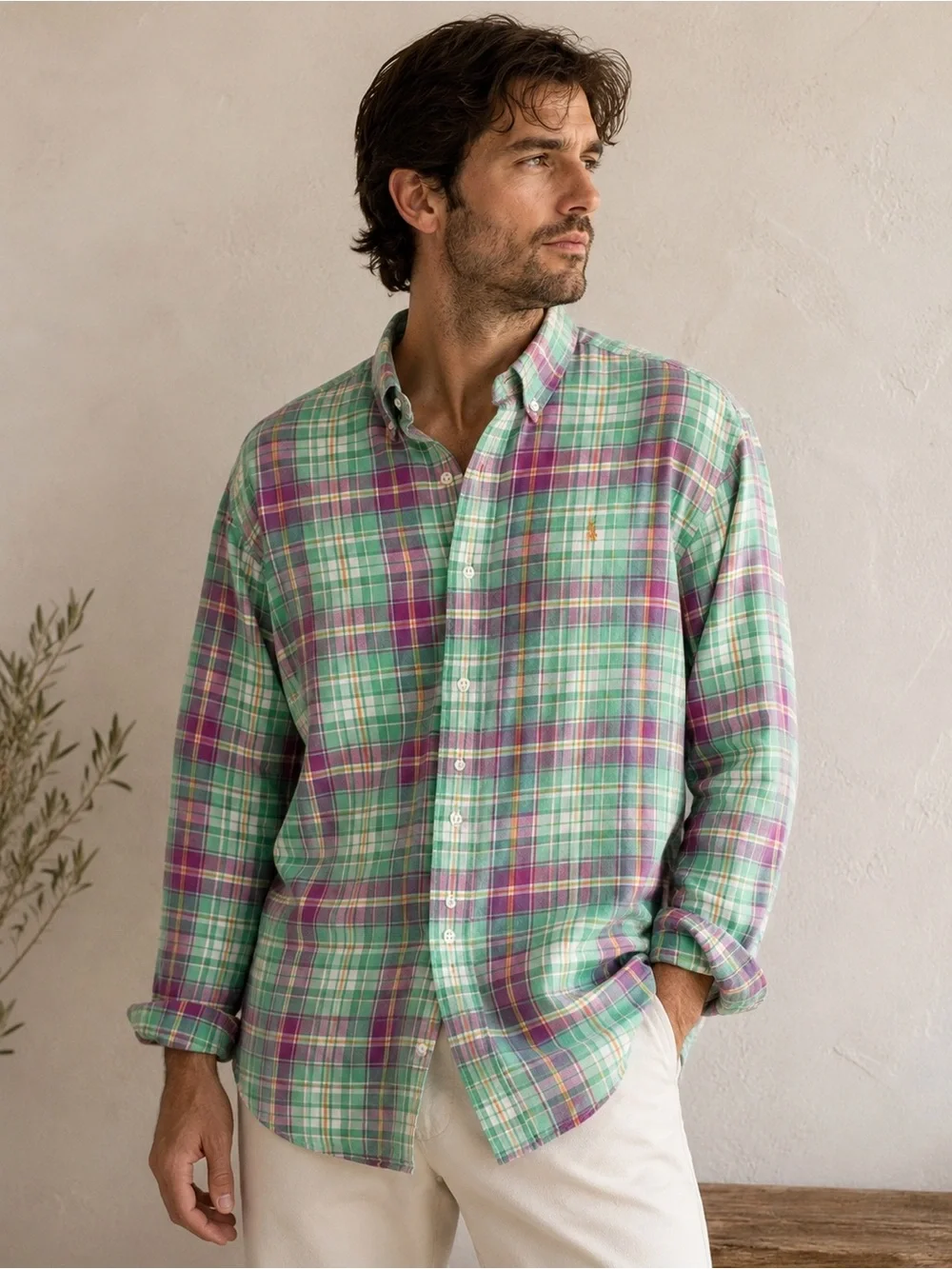 Polo Ralph Lauren Plaid Button Up Shirt Classic Fit Cotton Prep Ivy Mens Large